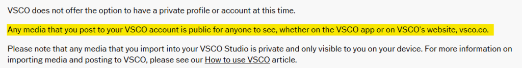 VSCO information about public accounts