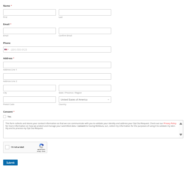 Webbula opt out form