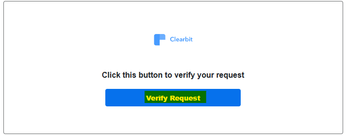 Clearbit verify request screen