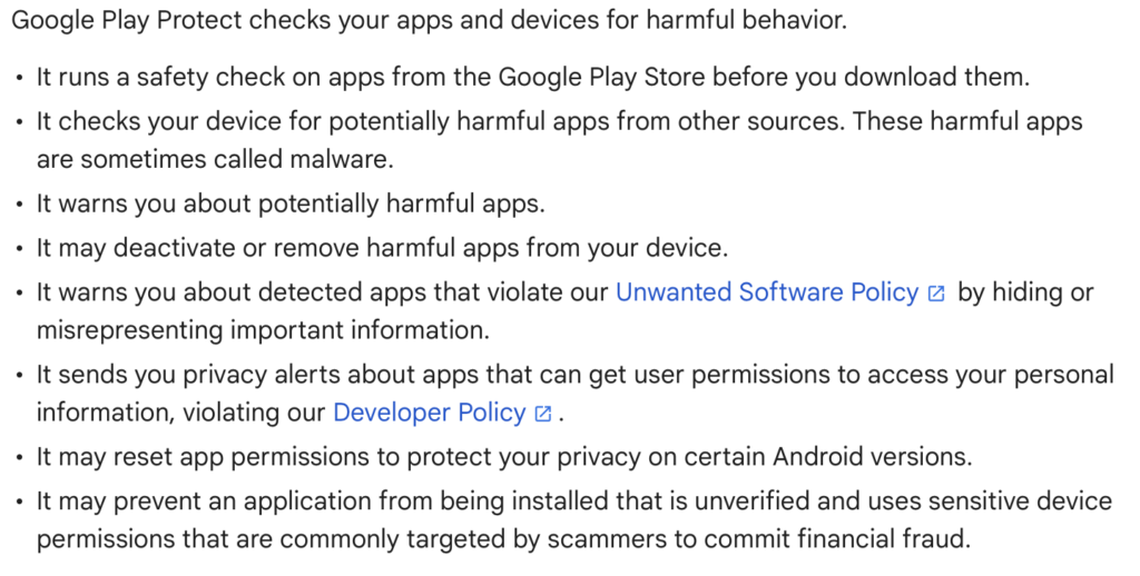 Google Play Protect security measures