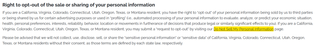 IDIData right to opt out information