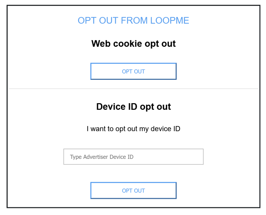 LoopMe opt out button