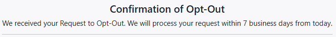 BIGDBM confirmation of opt-out