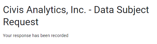 CivisAnalytics "Your response has been recorded" message 