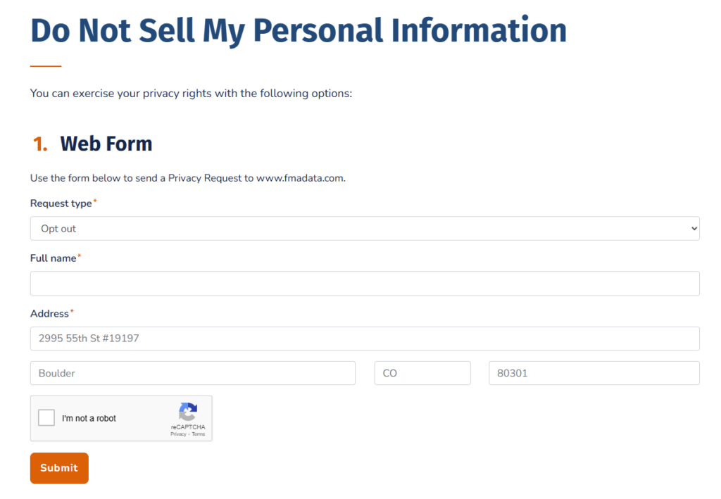 FMAData opt out form