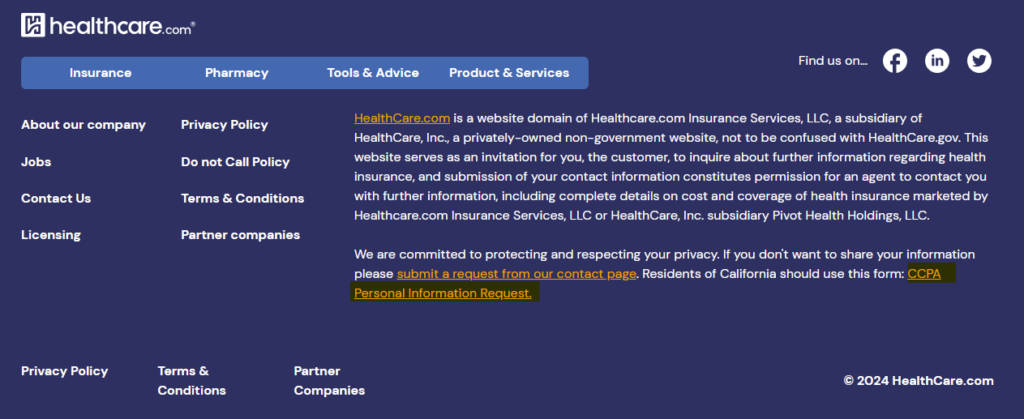 Healthcare footer