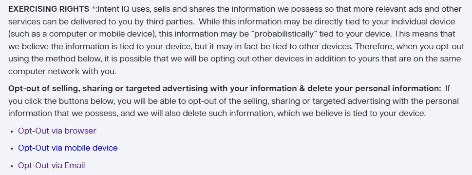 IntentIQ information on how to opt out