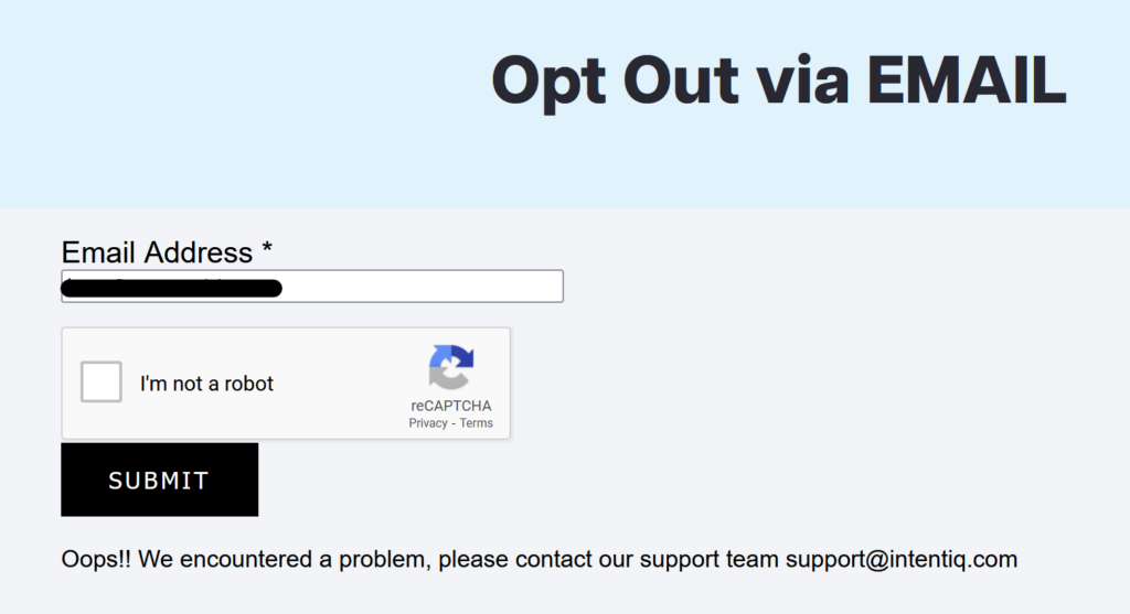 IntentIQ opt out via email