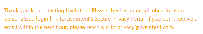 LiveIntent message to check your inbox