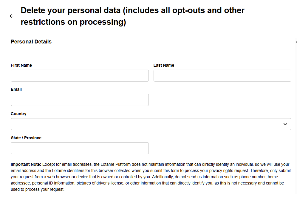 Lotame opt out form