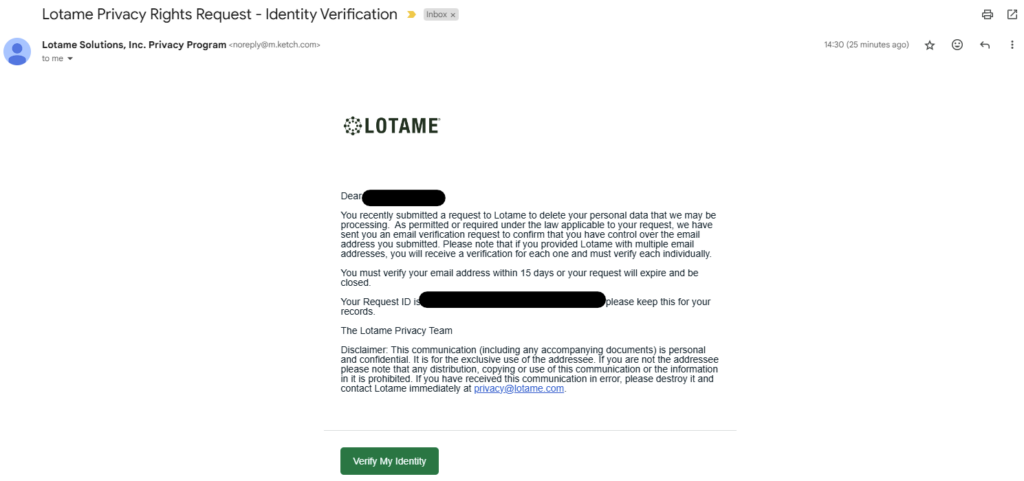 Lotame email confirmation link