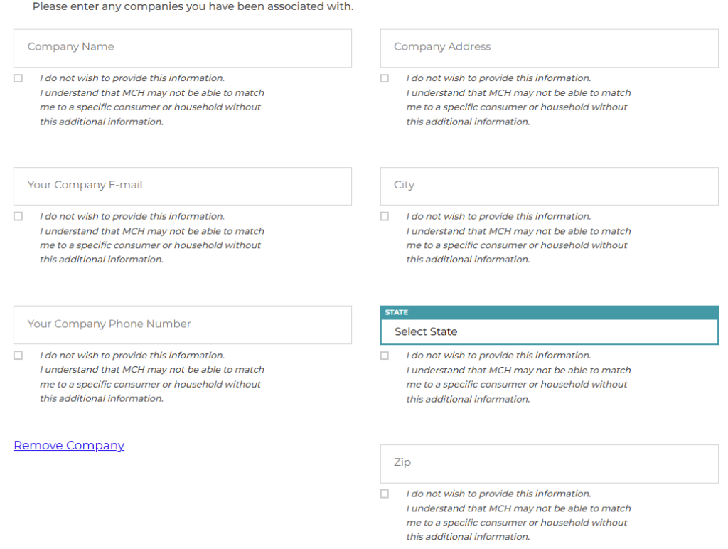 MCHData opt out form