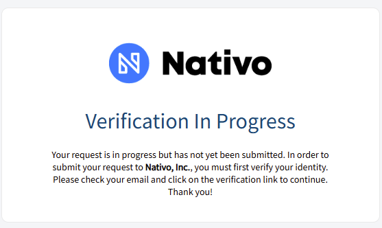 Nativo message to check your email