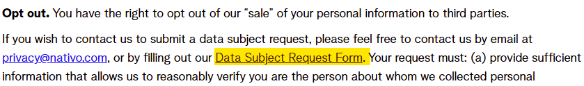Nativo opt out information 