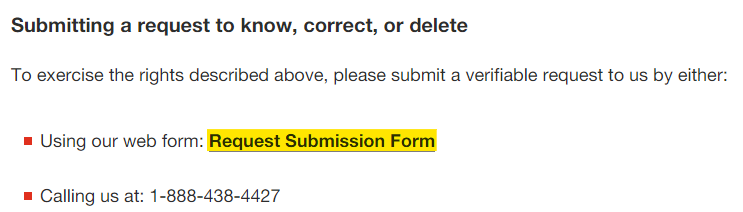 PwCUS section on how to submit a privacu request