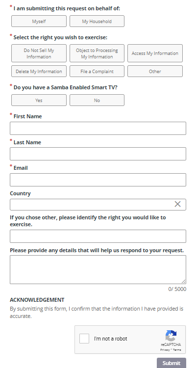 Samba opt out form