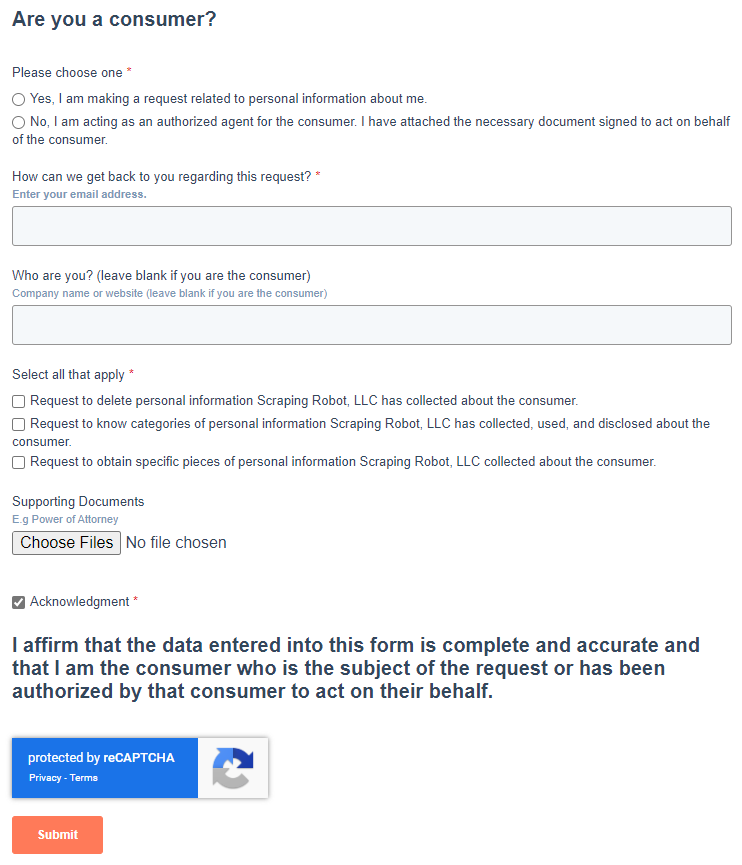 ScrapingRobot opt out form