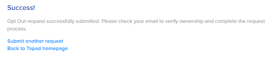 Tapad message to check your email