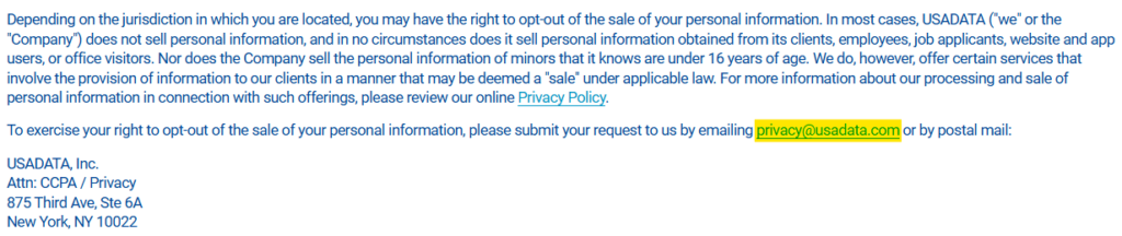USAData contact details