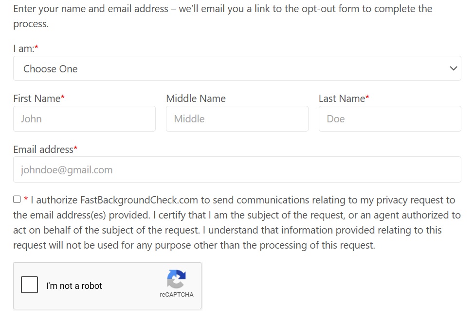 FastBackgroundCheck opt-out form