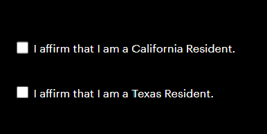 Accenture checkbox for California residents and Texas residents 