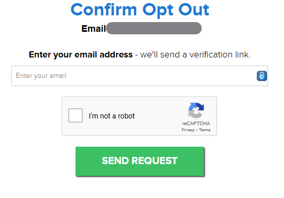 CallTruth confirm opt out by entering your email