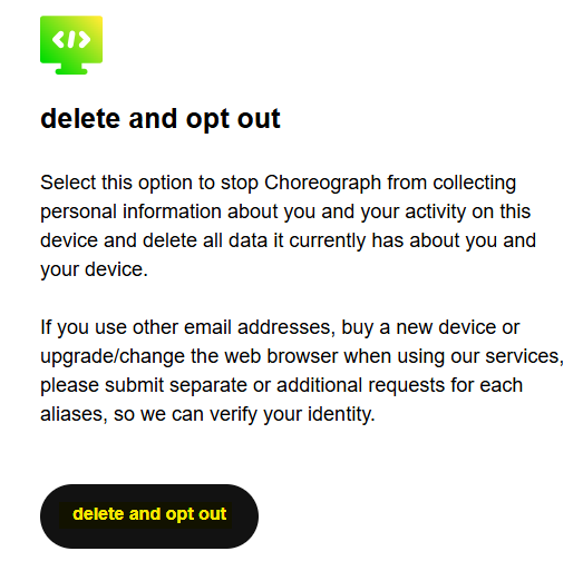 Choreograph delete and opt out