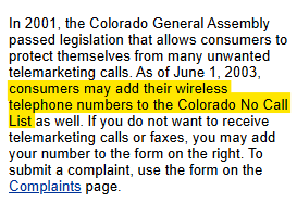 Colorado No-Call List