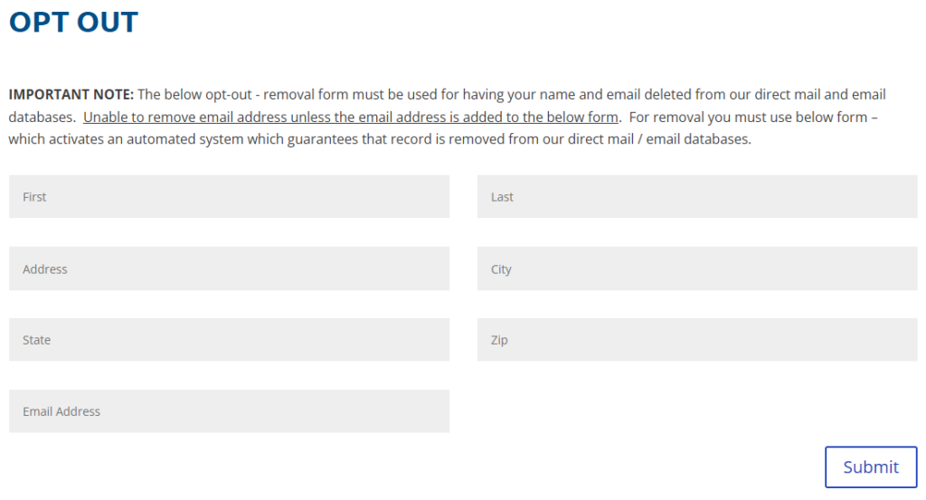 DMDatabases opt out form