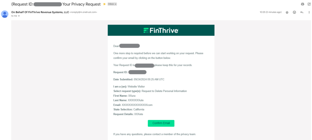 FinThrive email confirmation link