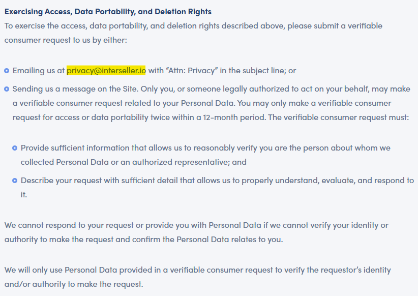 Interseller how to exercise your privacy rights and contact details 