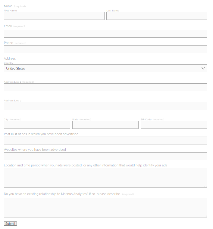 MarinusAnalytics opt out form