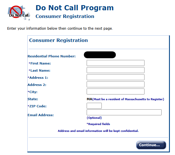 Massachusetts DNC List sign-up form