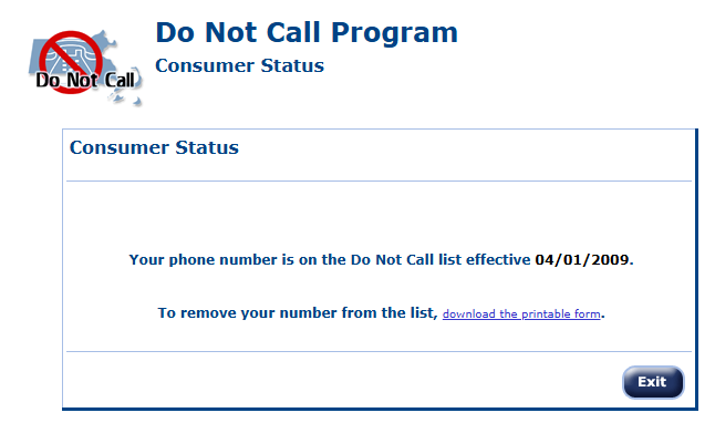 "Your phone number is on the Do Not Call List" 