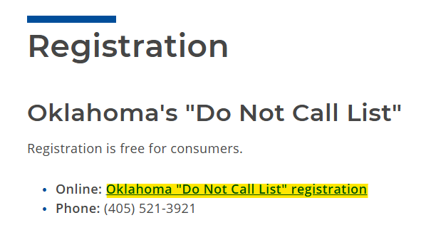 Oklahoma DNC List registration link 