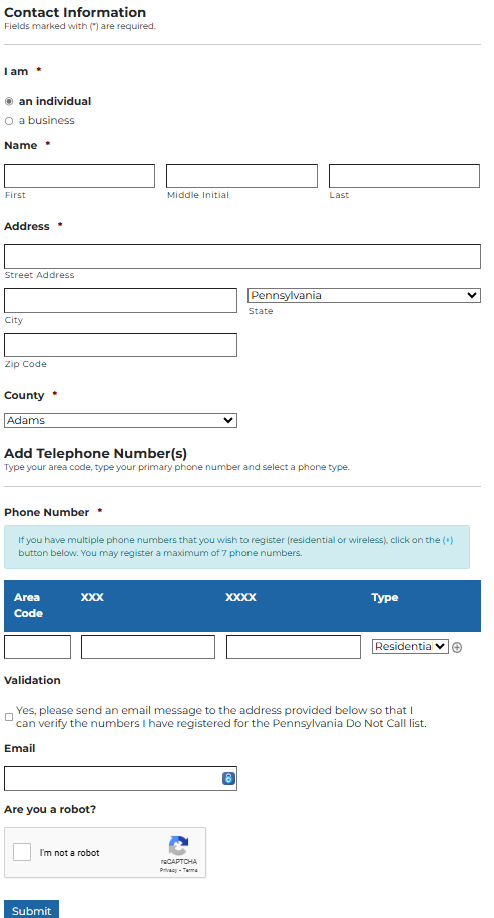 Pennsylvania DNC form