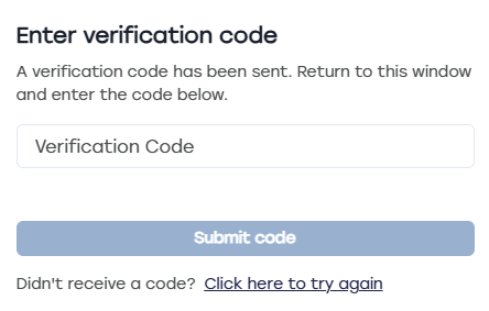 TunnlData 'Enter verification code'