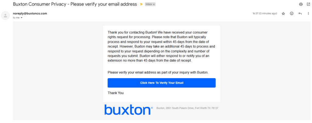 Buxton email confirmation link