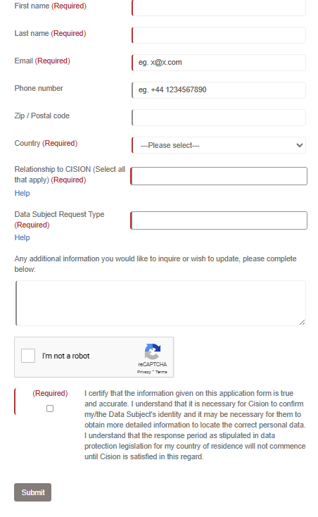 Cision opt out form