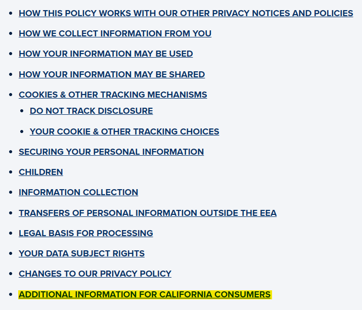 Cision privacy policy menu 