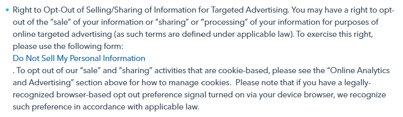 Convex 'Do Not Sell My Personal Information' link 