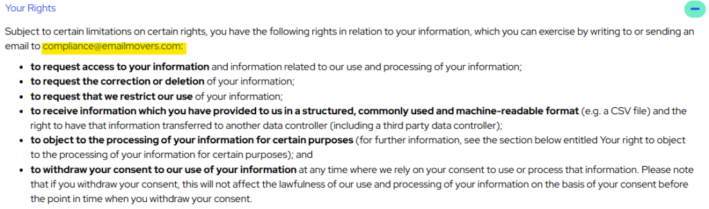 Emailmovers your privacy rights and contact information 