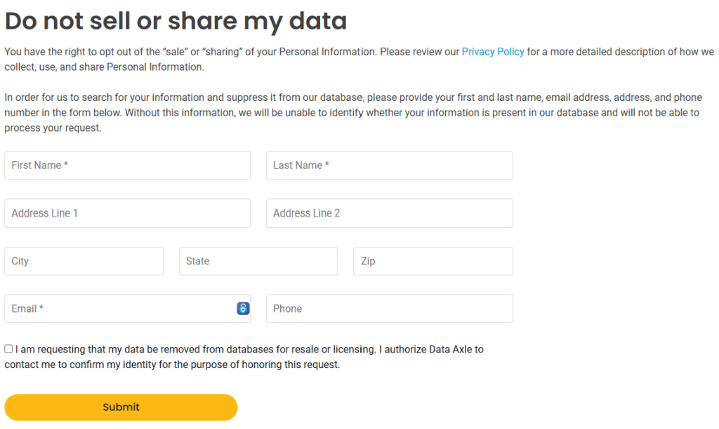 ExactData opt out form