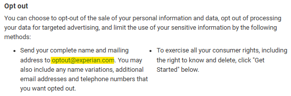 Experian opt out