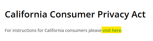 GiantPartners CCPA opt out link 