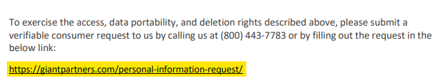 GiantPartners opt out link
