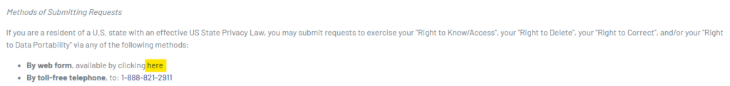 ID5 'Methods of Submitting Requests' section and link to opt out form 
