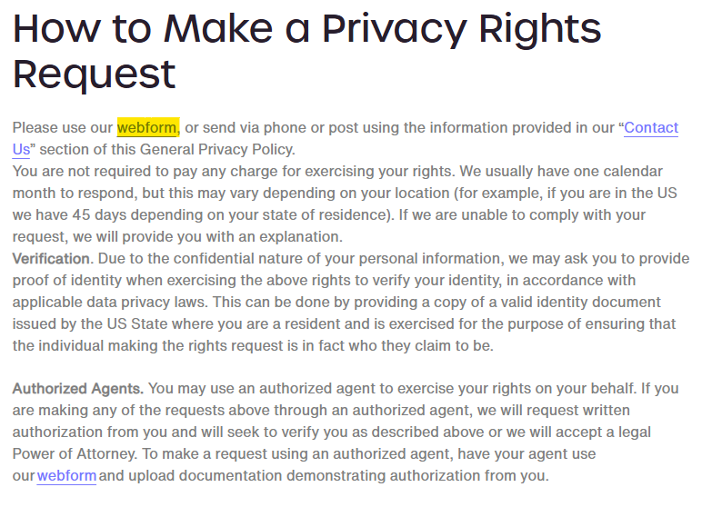 IDology 'How to Make a Privacy Rights Request' 