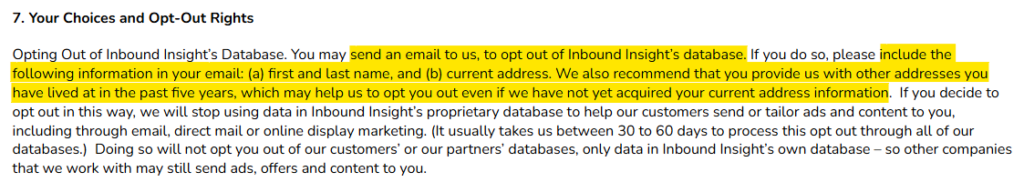 InboundInsight 'Your Choices and Opt-Out Rights' 