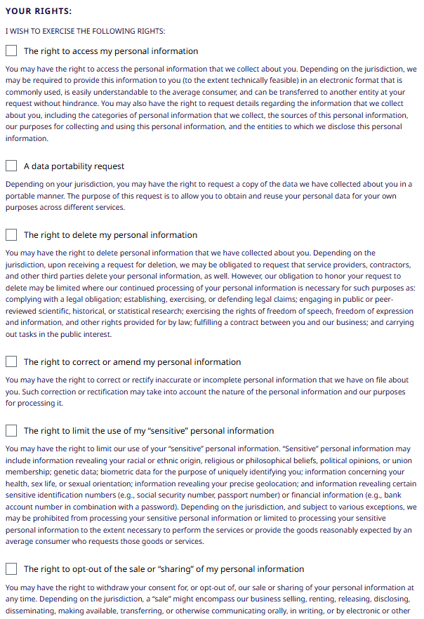 IQVIA opt out form - choose your privacy right 